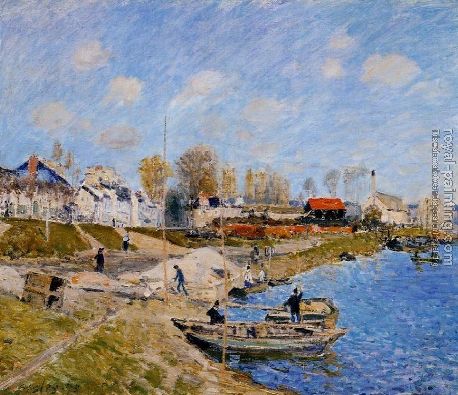 Alfred Sisley : Sand on the Quayside, Port-Marly